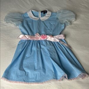 Charming Blue Dress with Pink Accents